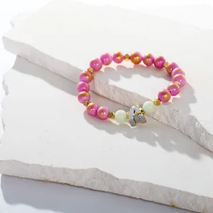 Blush Aura Initial Bracelet with Glow in Dark Beads 
