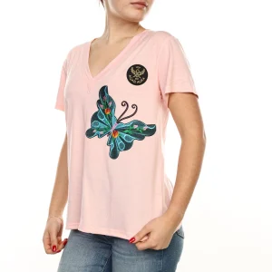 Azure Flutter V Neck Tee